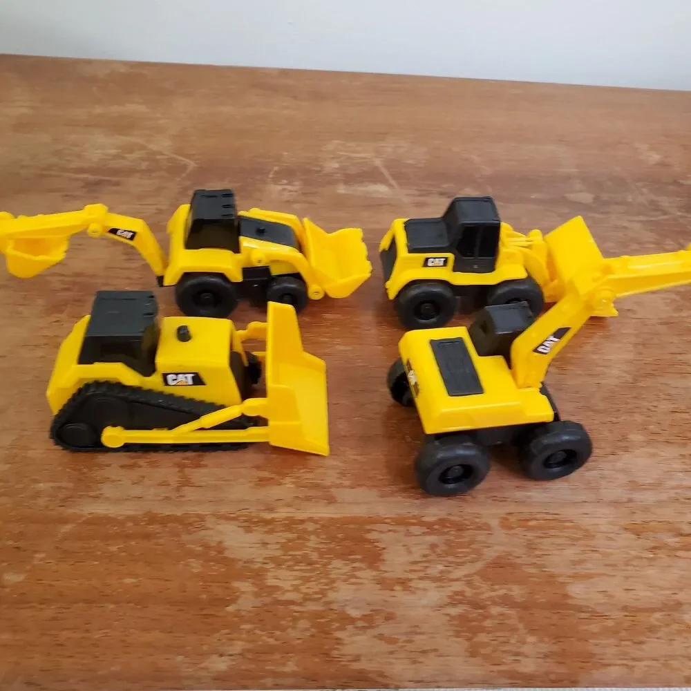 CAT Little Machines Toy Vehicle lot 4 Bulldoser Backhoe Digger Moving Parts 5